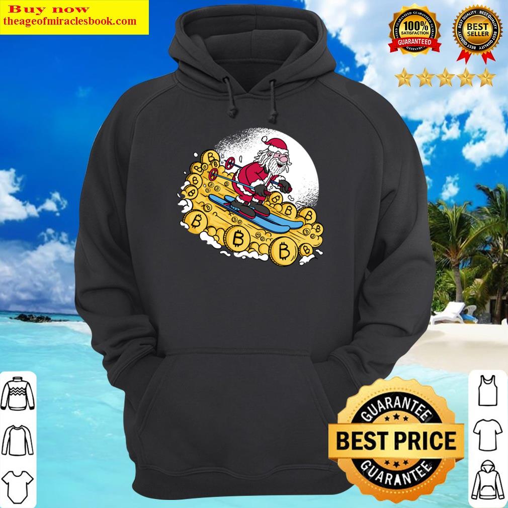 santa skiing in bitcoins hoodie