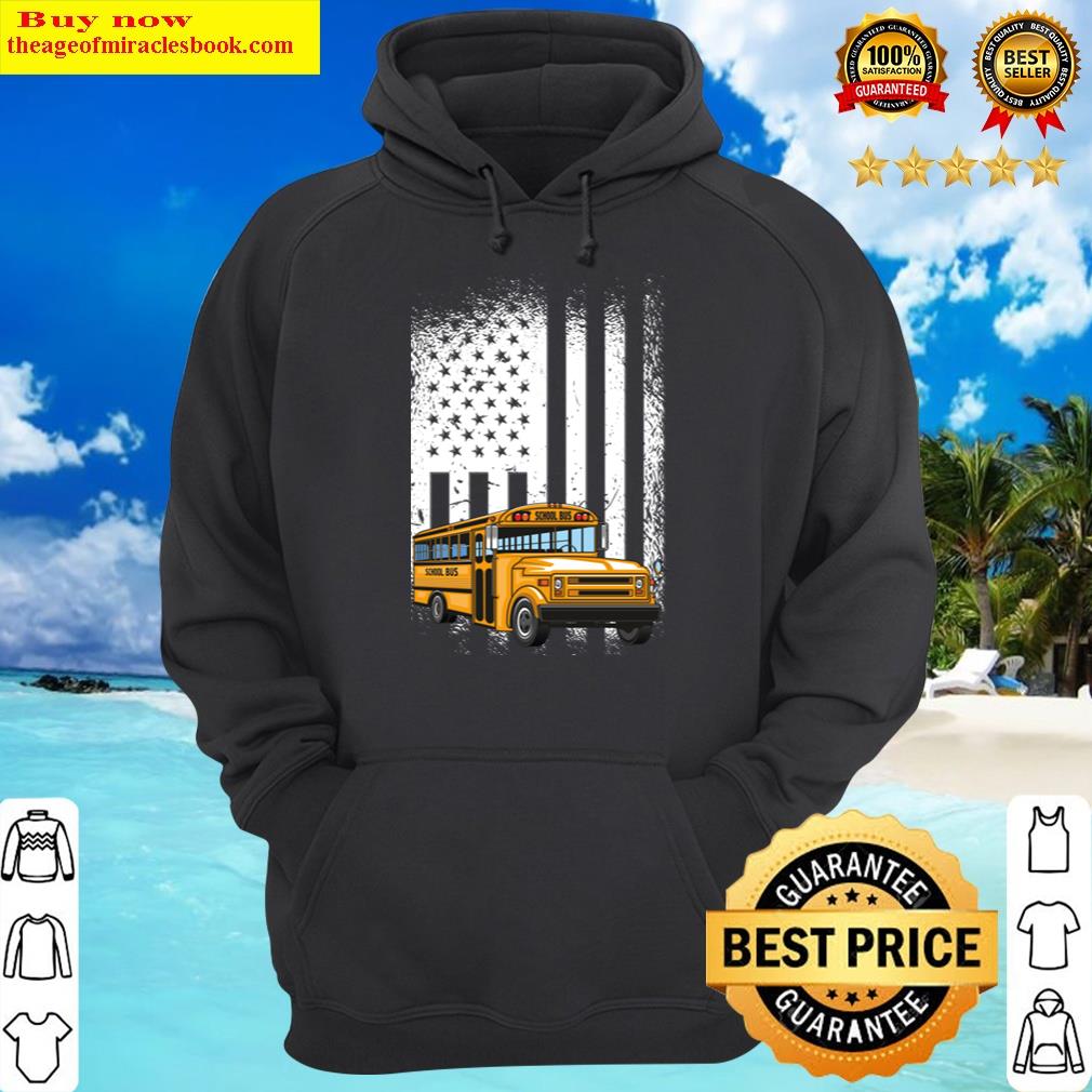vintage american flag school bus hoodie