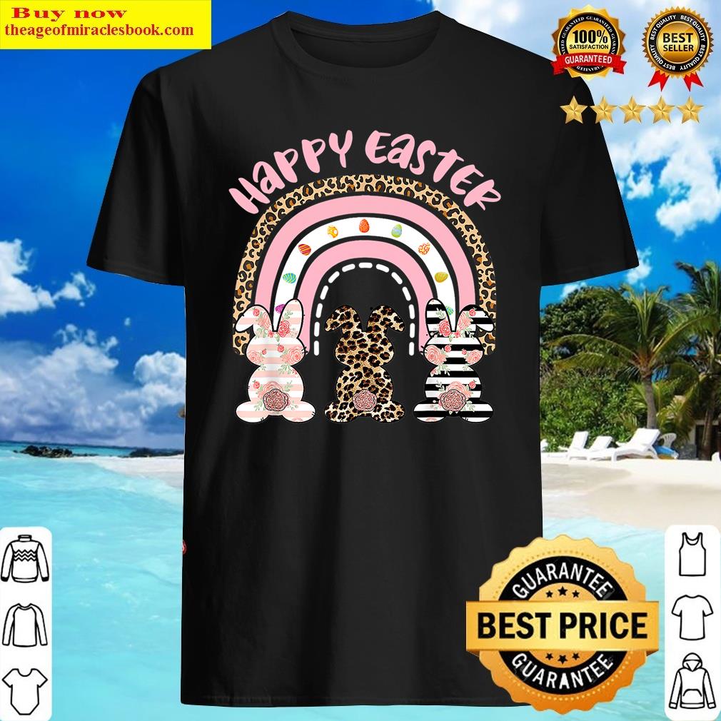 Easter Day Leopard Rainbow Eggs Easter Bunny Happy Easter Shirt