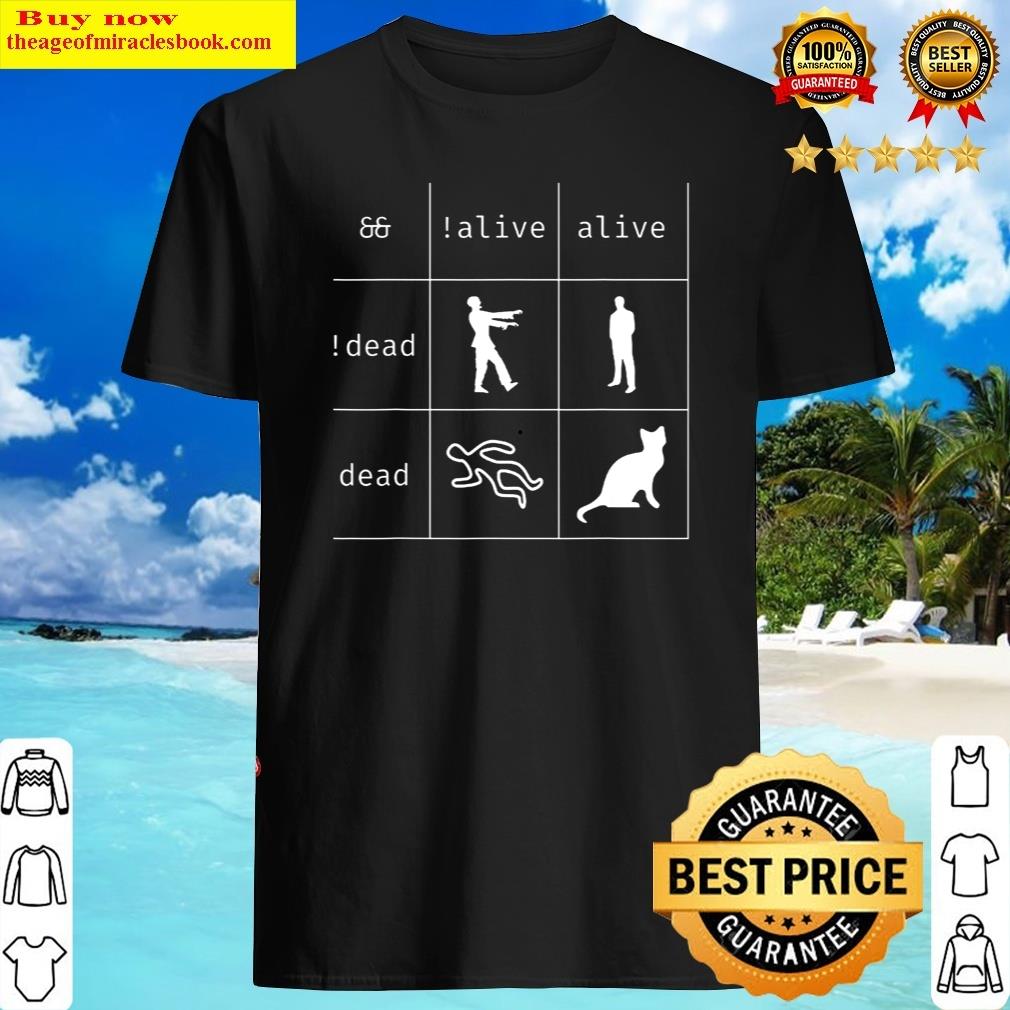 Buy Boolean Logic Alive And Dead Funny Programmer Cat Shirt